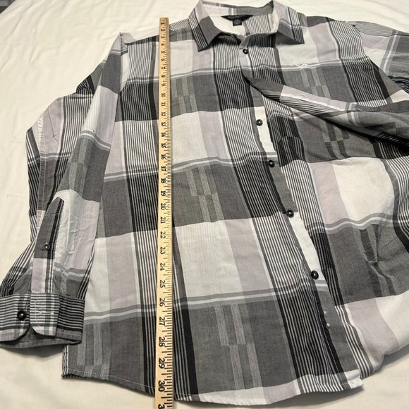 Rocawear Men Button Up Shirt Stripped Long Sleeve Plaid Dressy - Picture 8 of 12